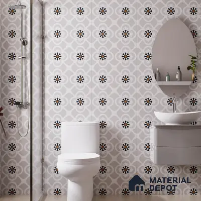 Floor & Wall Tile TL 07967 Fileto Grey 2 ft x 2 ft Vitrified Matte Finish - 9 mm | Suitable for Living Room & Bedroom | Please Expect a Slight Variation of Pattern