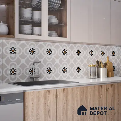 Floor & Wall Tile TL 07967 Fileto Grey 2 ft x 2 ft Vitrified Matte Finish - 9 mm | Suitable for Living Room & Bedroom | Please Expect a Slight Variation of Pattern
