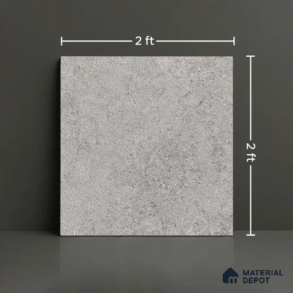 Stone Floor Tile TL 07666 C Prime Rialto Grey 2 ft x 2 ft Punch Finish Anti Skid Outdoor Parking Vitrified Fullbody Tile - 16 mm | Suitable for Bathroom, Corridor, High Traffic Areas