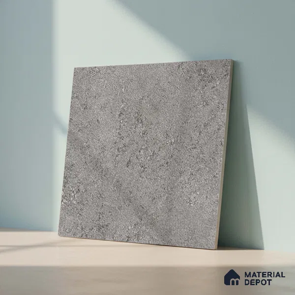 Stone Floor Tile TL 07666 D Prime Rialto Graphite 2 ft x 2 ft Punch Finish Anti Skid Outdoor Parking Vitrified Fullbody Tile - 16 mm | Suitable for Bathroom, Corridor, High Traffic Areas