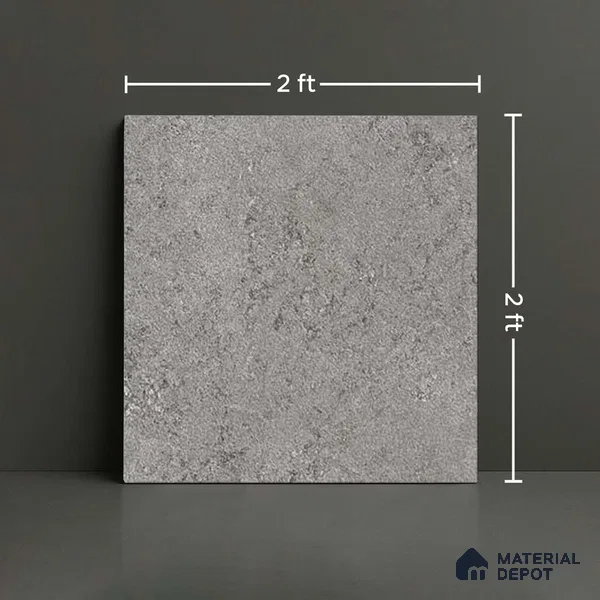 Stone Floor Tile TL 07666 D Prime Rialto Graphite 2 ft x 2 ft Punch Finish Anti Skid Outdoor Parking Vitrified Fullbody Tile - 16 mm | Suitable for Bathroom, Corridor, High Traffic Areas