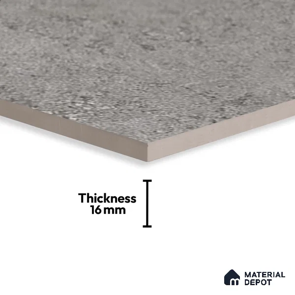 Stone Floor Tile TL 07666 D Prime Rialto Graphite 2 ft x 2 ft Punch Finish Anti Skid Outdoor Parking Vitrified Fullbody Tile - 16 mm | Suitable for Bathroom, Corridor, High Traffic Areas