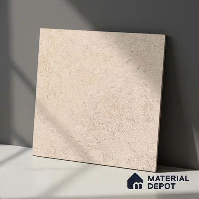 Stone Floor Tile TL 07666 Prime Rialto Crema 2 ft x 2 ft Punch Finish Anti Skid Outdoor Parking Vitrified Fullbody Tile - 16 mm | Suitable for Bathroom, Corridor, High Traffic Areas