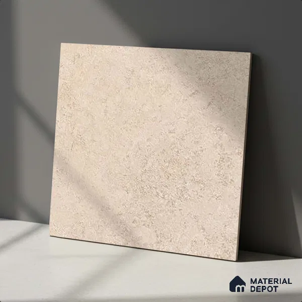 Stone Floor Tile TL 07666 Prime Rialto Crema 2 ft x 2 ft Punch Finish Anti Skid Outdoor Parking Vitrified Fullbody Tile - 16 mm | Suitable for Bathroom, Corridor, High Traffic Areas