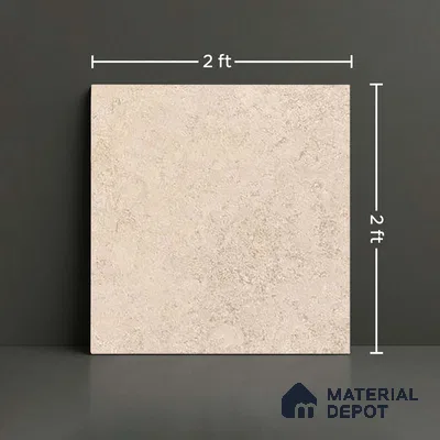 Stone Floor Tile TL 07666 Prime Rialto Crema 2 ft x 2 ft Punch Finish Anti Skid Outdoor Parking Vitrified Fullbody Tile - 16 mm | Suitable for Bathroom, Corridor, High Traffic Areas