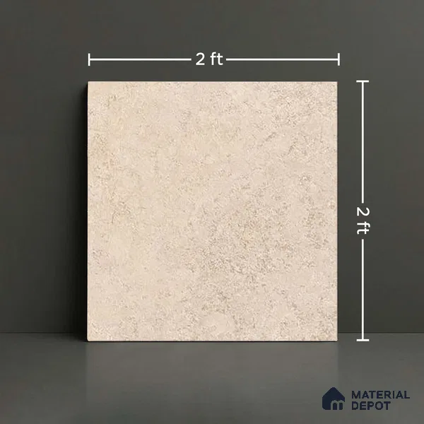 Stone Floor Tile TL 07666 Prime Rialto Crema 2 ft x 2 ft Punch Finish Anti Skid Outdoor Parking Vitrified Fullbody Tile - 16 mm | Suitable for Bathroom, Corridor, High Traffic Areas