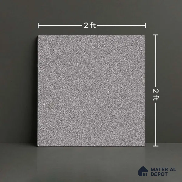 Stone Floor Tile TL 07645 E Earthstone Dark Grey 2 ft x 2 ft Punch Finish Anti Skid Outdoor Parking Vitrified Fullbody Tile - 16 mm | Suitable for Bathroom, Corridor, High Traffic Areas
