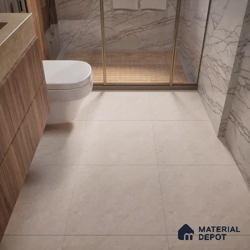 Stone Floor Tile TL 07606 Sahara Benta Crema 2 ft x 2 ft Matte Finish Anti Skid Vitrified Tile - 12 mm | Suitable for Balcony, Terrace & Coutyard