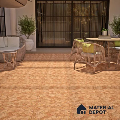 Brown Stone Floor Tile TL 07610 B  Ladrillo Narenjo 2 ft x 2 ft Vitrified Matte Finish - 12 mm | Please Expect a Slight Variation of Pattern