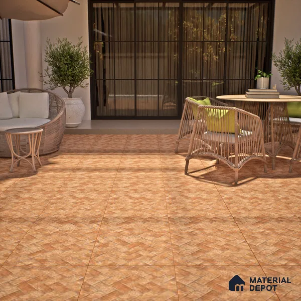 Brown Stone Floor Tile TL 07610 B Ladrillo Narenjo 2 ft x 2 ft Vitrified Matte Finish - 12 mm | Please Expect a Slight Variation of Pattern