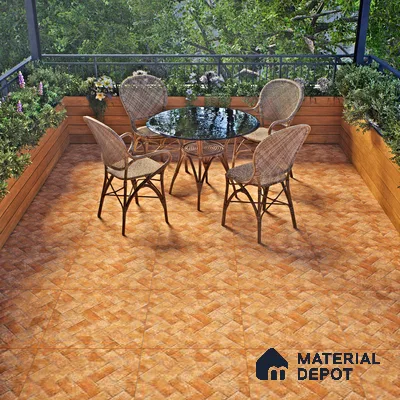 Brown Stone Floor Tile TL 07610 B  Ladrillo Narenjo 2 ft x 2 ft Vitrified Matte Finish - 12 mm | Please Expect a Slight Variation of Pattern