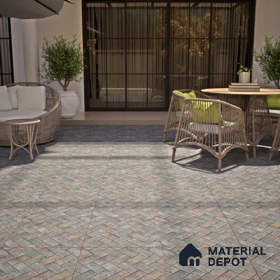 Grey Stone Floor Tile TL 07610  Ladrillo Gris 2 ft x 2 ft Vitrified Matte Finish - 12 mm | Please Expect a Slight Variation of Pattern