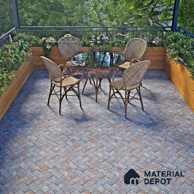 Grey Stone Floor Tile TL 07610  Ladrillo Gris 2 ft x 2 ft Vitrified Matte Finish - 12 mm | Please Expect a Slight Variation of Pattern