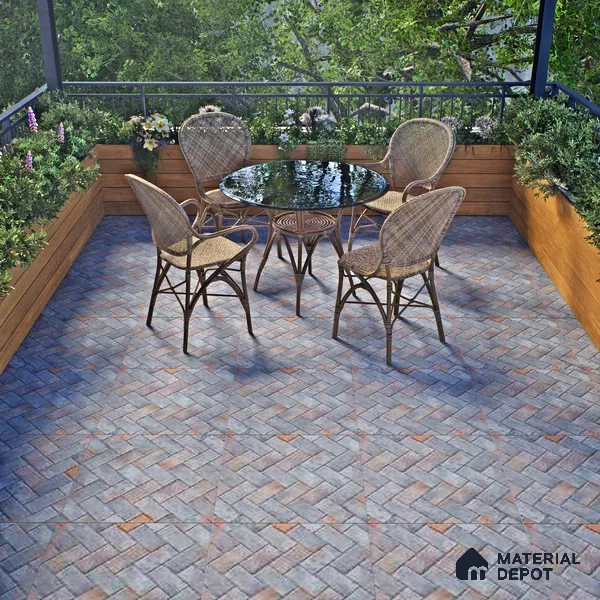 Grey Stone Floor Tile TL 07610  Ladrillo Gris 2 ft x 2 ft Vitrified Matte Finish - 12 mm | Please Expect a Slight Variation of Pattern