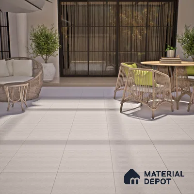 Stone Floor Tile TL 07582 D Rock Infinity Bianco 2 ft x 2 ft Matte Finish Anti Skid Vitrified Tile - 12 mm | Suitable for Balcony, Terrace & Coutyard