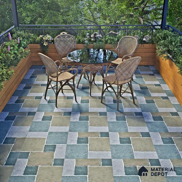 Stone Floor Tile TL 07605 D Madox Cement 2 ft x 2 ft Matte Finish Anti Skid Vitrified Tile - 12 mm | Suitable for Balcony, Terrace & Coutyard
