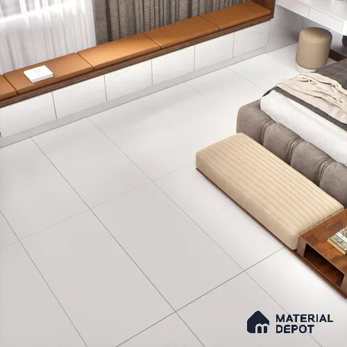 White Plain Floor & Wall Tile TL 07428 C  Royal Elemento Bianco 4 ft x 2 ft Full Body Vitrified Matte Finish - 9 mm |  Suitable for Living Room, Bedroom, Bathroom