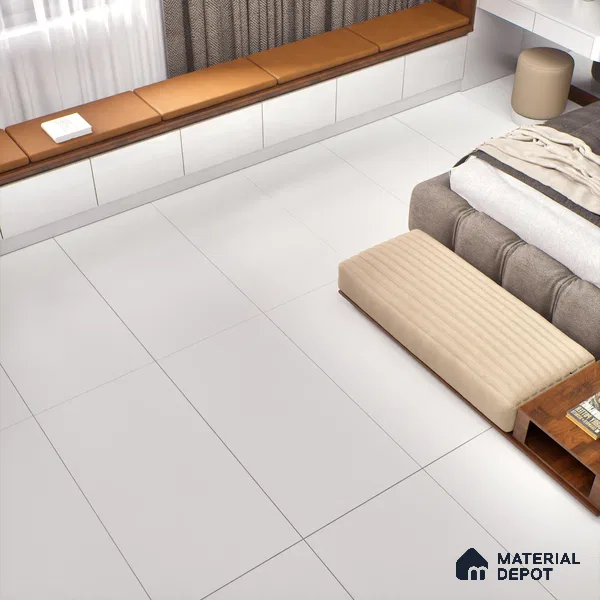 White Plain Floor & Wall Tile TL 07428 C Royal Elemento Bianco 4 ft x 2 ft Full Body Vitrified Matte Finish - 9 mm | Suitable for Living Room, Bedroom, Bathroom