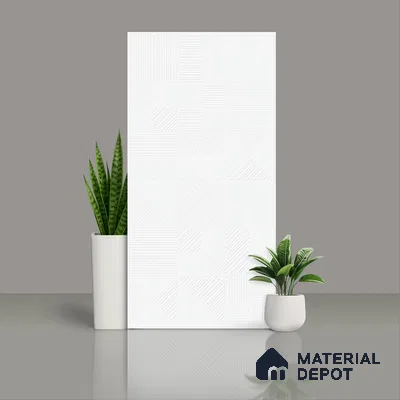 White Plain Wall & Floor Tile TL 07428 D  Royal Triad Elemento Bianco 4 ft x 2 ft Vitrified Matte Finish - 9 mm |  Suitable for Living Room, Bedroom, Bathroom (Sample)