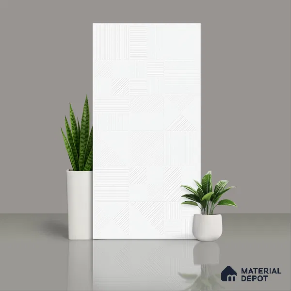 White Plain Wall & Floor Tile TL 07428 D  Royal Triad Elemento Bianco 4 ft x 2 ft Vitrified Matte Finish - 9 mm |  Suitable for Living Room, Bedroom, Bathroom (Sample)