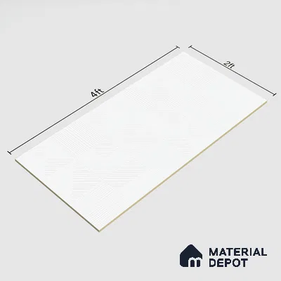 White Plain Wall & Floor Tile TL 07428 D  Royal Triad Elemento Bianco 4 ft x 2 ft Vitrified Matte Finish - 9 mm |  Suitable for Living Room, Bedroom, Bathroom (Sample)