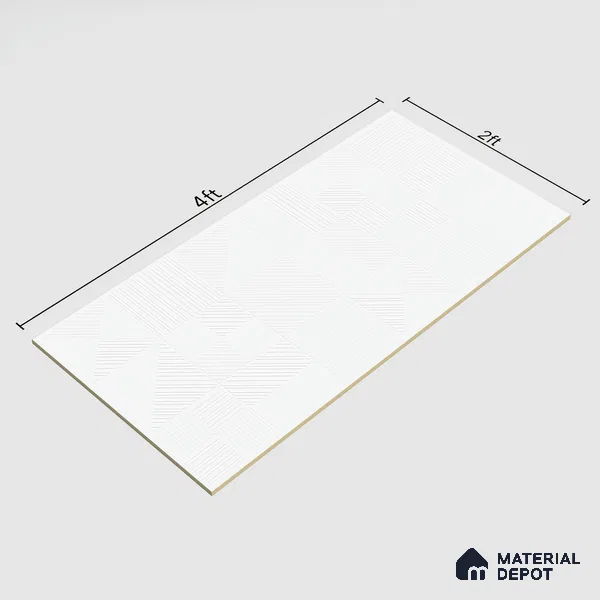 White Plain Wall & Floor Tile TL 07428 D  Royal Triad Elemento Bianco 4 ft x 2 ft Vitrified Matte Finish - 9 mm |  Suitable for Living Room, Bedroom, Bathroom (Sample)