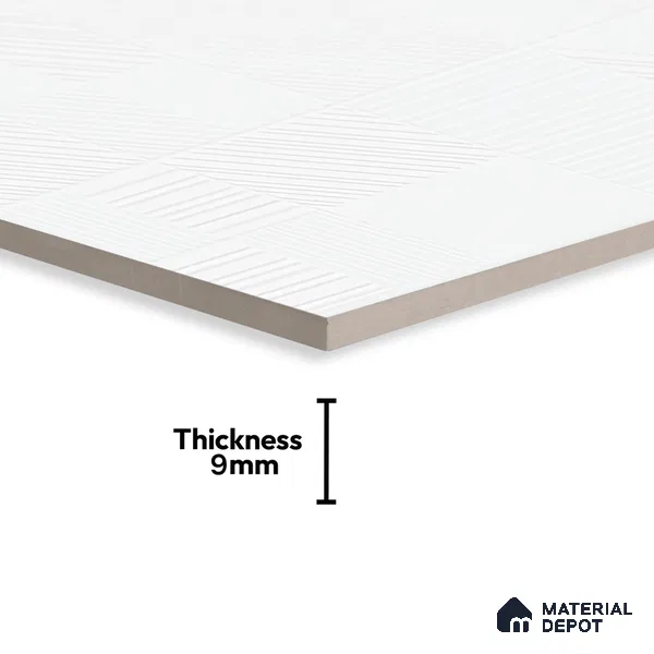 White Plain Wall & Floor Tile TL 07428 D  Royal Triad Elemento Bianco 4 ft x 2 ft Vitrified Matte Finish - 9 mm |  Suitable for Living Room, Bedroom, Bathroom (Sample)