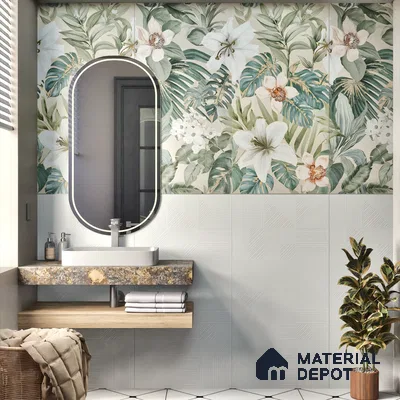 White Plain Wall & Floor Tile TL 07428 D  Royal Triad Elemento Bianco 4 ft x 2 ft Vitrified Matte Finish - 9 mm |  Suitable for Living Room, Bedroom, Bathroom (Sample)