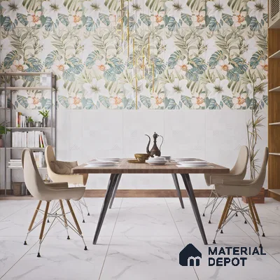 White Plain Wall & Floor Tile TL 07428 D  Royal Triad Elemento Bianco 4 ft x 2 ft Vitrified Matte Finish - 9 mm |  Suitable for Living Room, Bedroom, Bathroom (Sample)