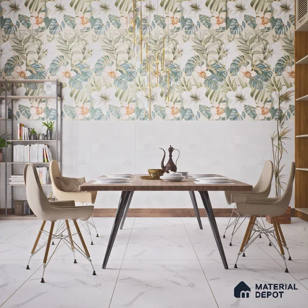 White Plain Wall & Floor Tile TL 07428 D  Royal Triad Elemento Bianco 4 ft x 2 ft Vitrified Matte Finish - 9 mm |  Suitable for Living Room, Bedroom, Bathroom (Sample)