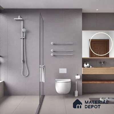 Grey Punch Wall Tile TL 07428 F Prestige Royal Triad Elemento Grigio 4 ft x 2 ft Vitrified Matte Finish - 9 mm |  Suitable for Living Room, Bedroom, Bathroom (Sample)