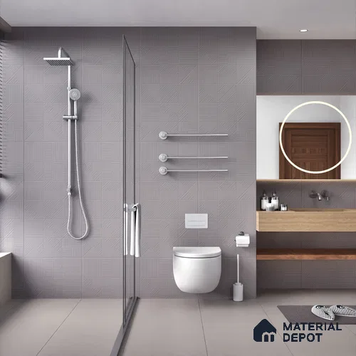 Grey Punch Wall Tile TL 07428 F Prestige Royal Triad Elemento Grigio 4 ft x 2 ft Vitrified Matte Finish - 9 mm |  Suitable for Living Room, Bedroom, Bathroom