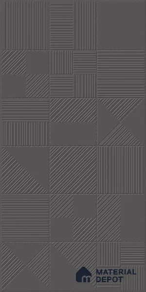 Black Punch Wall Tile TL 07428 H Prestige Royal Triad Elemento Nero 4 ft x 2 ft Vitrified Matte Finish - 9 mm |  Suitable for Living Room, Bedroom, Bathroom (Sample)