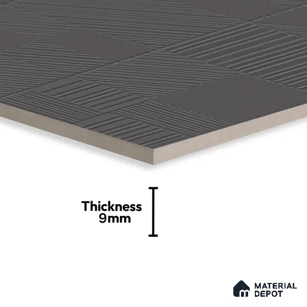 Black Punch Wall Tile TL 07428 H Prestige Royal Triad Elemento Nero 4 ft x 2 ft Vitrified Matte Finish - 9 mm |  Suitable for Living Room, Bedroom, Bathroom (Sample)