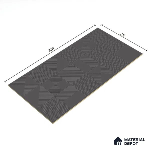 Black Punch Wall Tile TL 07428 H Prestige Royal Triad Elemento Nero 4 ft x 2 ft Vitrified Matte Finish - 9 mm |  Suitable for Living Room, Bedroom, Bathroom (Sample)