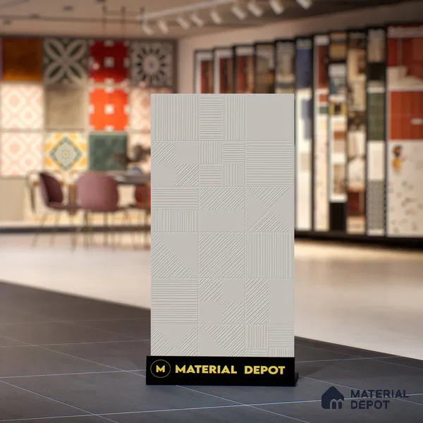 Grey Punch Wall Tile TL 07428 L Prestige Royal Triad Elemento Gris 4 ft x 2 ft Vitrified Matte Finish - 9 mm |  Suitable for Living Room, Bedroom, Bathroom (Sample)