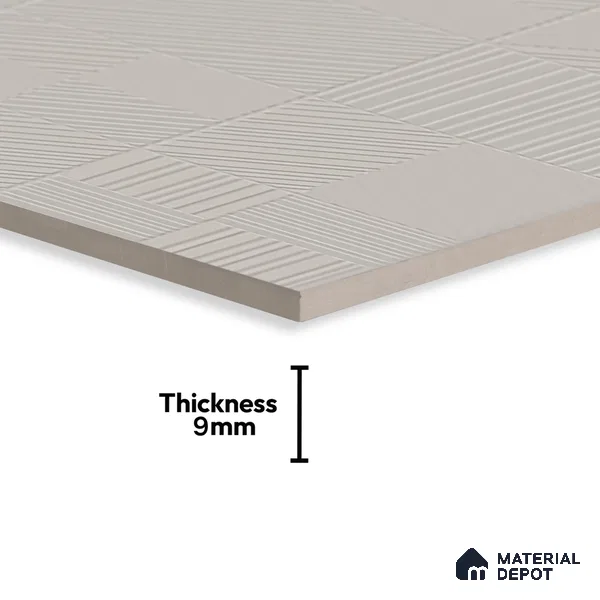 Grey Punch Wall Tile TL 07428 L Prestige Royal Triad Elemento Gris 4 ft x 2 ft Vitrified Matte Finish - 9 mm |  Suitable for Living Room, Bedroom, Bathroom (Sample)