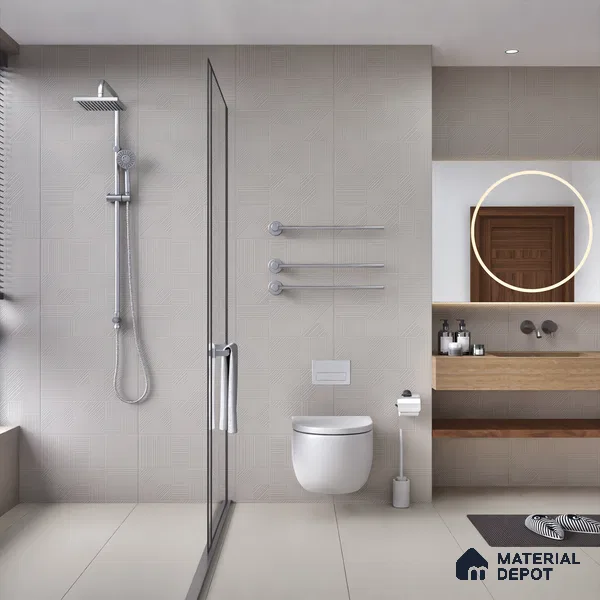 Grey Punch Wall Tile TL 07428 L Prestige Royal Triad Elemento Gris 4 ft x 2 ft Vitrified Matte Finish - 9 mm |  Suitable for Living Room, Bedroom, Bathroom (Sample)