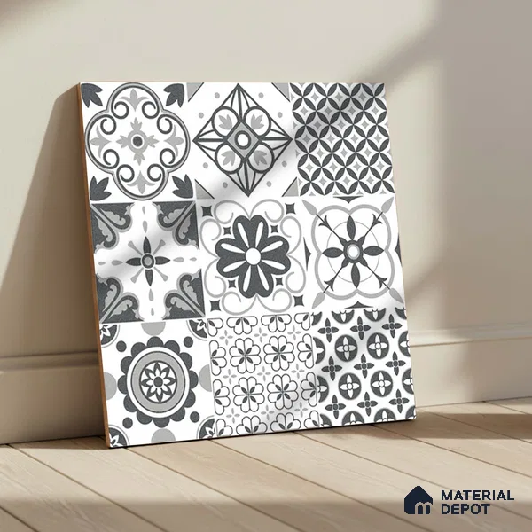 Moroccan Floor Tile TL 10475 20 inch x 20 inch - Vitrified Matte Finish -12 mm | Suitable for Parking, Balcony & Terrace | Pattern Alignment May Vary | 2-3 mm Spacer is Mandatory