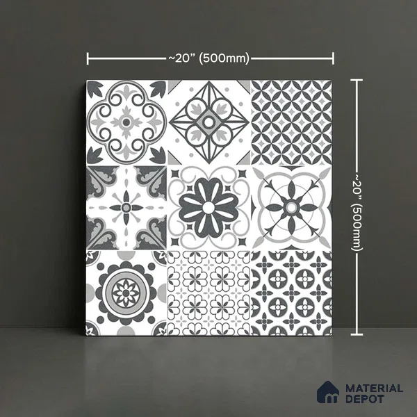 Moroccan Floor Tile TL 10475 20 inch x 20 inch - Vitrified Matte Finish -12 mm | Suitable for Parking, Balcony & Terrace | Pattern Alignment May Vary | 2-3 mm Spacer is Mandatory