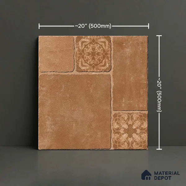 Stone Floor Tile TL 10482 20 inch x 20 inch - Vitrified Matte Finish -12 mm | Suitable for Parking, Balcony & Terrace | Pattern Alignment May Vary | 2-3 mm Spacer is Mandatory