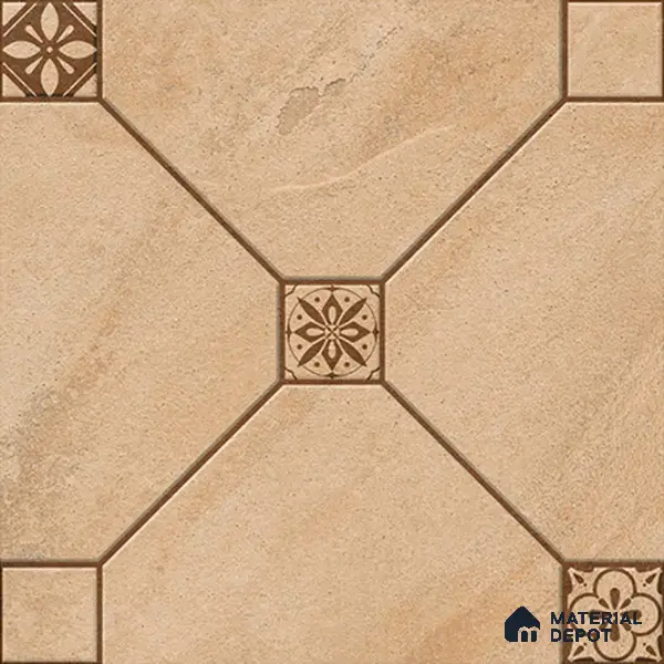 Stone Floor Tile   TL 10485 B  20 inch x 20 inch - Vitrified Matte Finish -12 mm | Suitable for Parking, Balcony & Terrace | Pattern Alignment May Vary | 2-3 mm Spacer is Mandatory