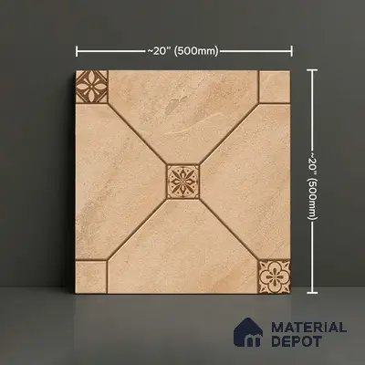 Stone Floor Tile   TL 10485 B  20 inch x 20 inch - Vitrified Matte Finish -12 mm | Suitable for Parking, Balcony & Terrace | Pattern Alignment May Vary | 2-3 mm Spacer is Mandatory