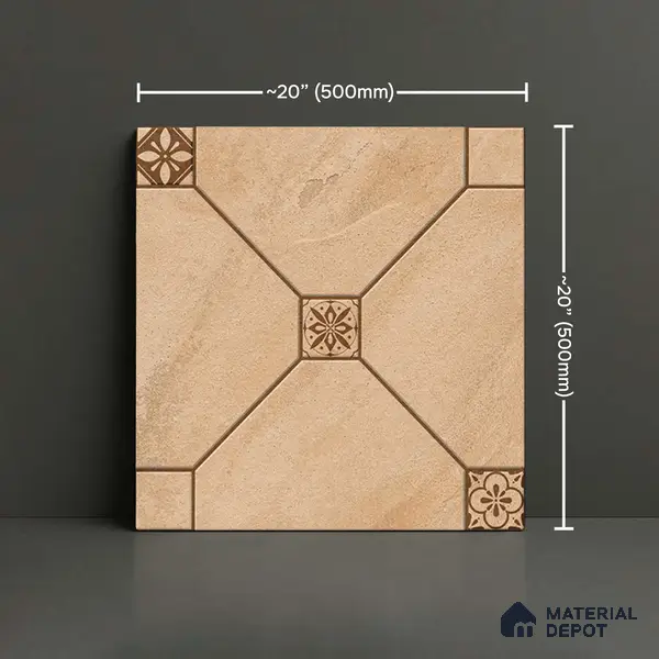 Stone Floor Tile   TL 10485 B  20 inch x 20 inch - Vitrified Matte Finish -12 mm | Suitable for Parking, Balcony & Terrace | Pattern Alignment May Vary | 2-3 mm Spacer is Mandatory