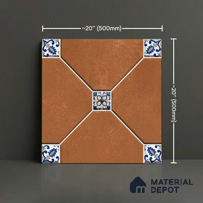Stone Floor Tile   TL 10485  20 inch x 20 inch - Vitrified Matte Finish -12 mm | Suitable for Parking, Balcony & Terrace | Pattern Alignment May Vary | 2-3 mm Spacer is Mandatory