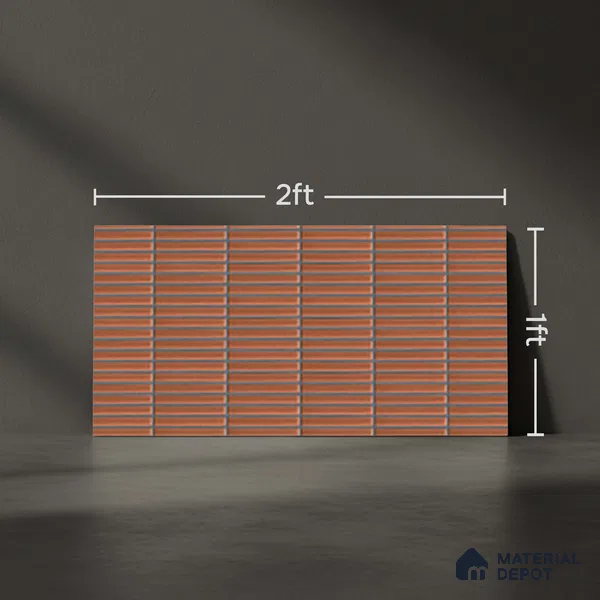 Subway Look Wall Tile TL 10373 E Mendila Clay 24 x 12 inch Matte Finish Ceramic Tile - 9 mm | Suitable for Kitchen, Bathroom & Dining Area | Please Expect a Slight Variation of Pattern