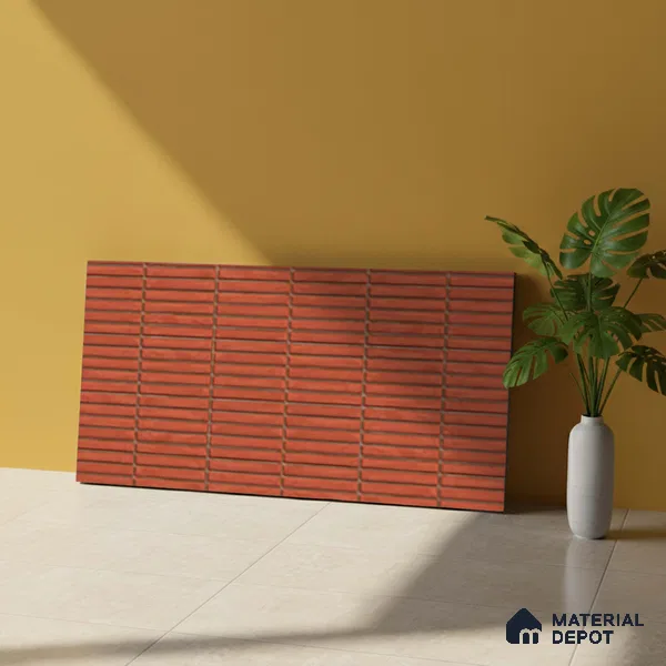 Subway Look Wall Tile TL 10373 Mendila Red 24 x 12 inch Matte Finish Ceramic Tile - 9 mm | Suitable for Kitchen, Bathroom & Dining Area | Please Expect a Slight Variation of Pattern