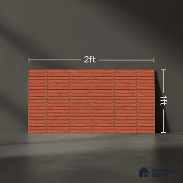 Subway Look Wall Tile TL 10373 Mendila Red 24 x 12 inch Matte Finish Ceramic Tile - 9 mm | Suitable for Kitchen, Bathroom & Dining Area | Please Expect a Slight Variation of Pattern