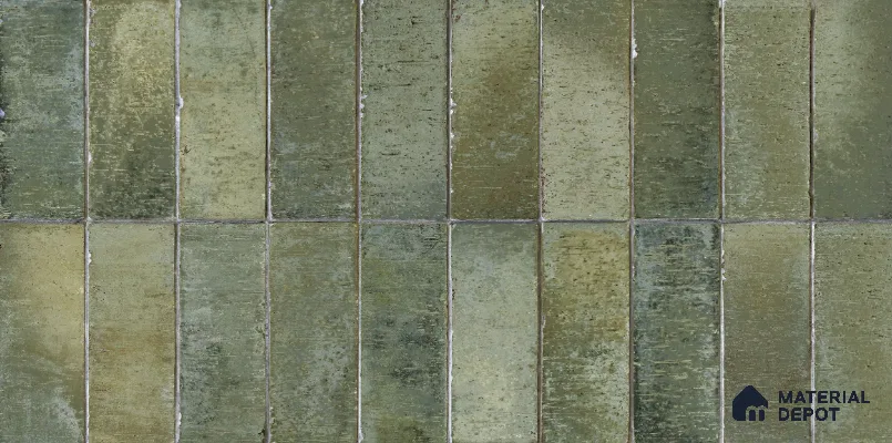 Faux Subway Wall Tile TL 11697 Artistic Green 2 ft x 1 ft Ceramic Glossy Finish Tile - 9 mm