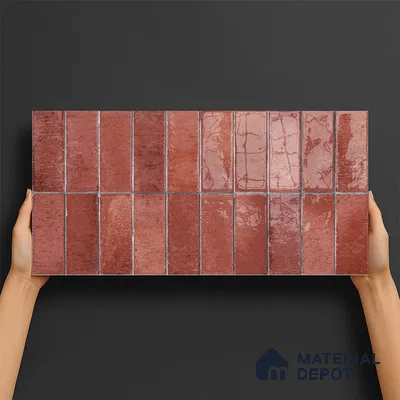 Subway Look Floor Tile TL 10372 B Artistic clay 24 x 12 inch Glossy Finish Ceramic Tile - 9 mm | Suitable For Bathroom, Kitchen & Dining Area | Please Expect a Slight Variation of Pattern